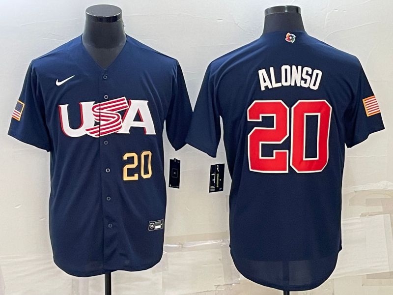 Men 2023 World Cub USA #20 Alonso Blue Nike MLB Jersey3->more jerseys->MLB Jersey